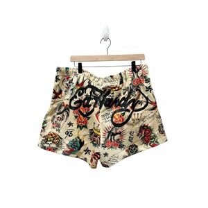 Ed Hardy Tattoo Print Mesh Shorts Men's XL Drawstring Elastic Waist